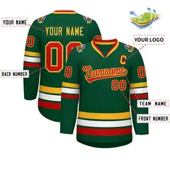 Green Red-Gold Classic Style Hockey Jersey 2