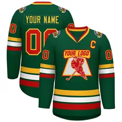 Green Red-Gold Classic Style Hockey Jersey 1