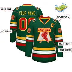 Green Red-Gold Classic Style Hockey Jersey 2