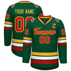 Green Red-Gold Classic Style Hockey Jersey 1