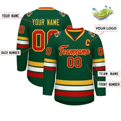Green Red-Gold Classic Style Hockey Jersey 2