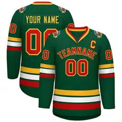 Green Red-Gold Classic Style Hockey Jersey 1