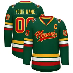Green Red-Gold Classic Style Hockey Jersey 1