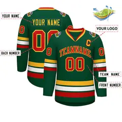 Green Red-Gold Classic Style Hockey Jersey 2