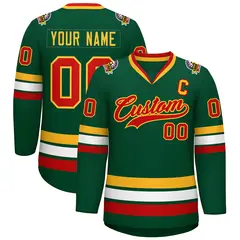 Green Red-Gold Classic Style Hockey Jersey 1
