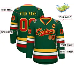 Green Red-Gold Classic Style Hockey Jersey 2