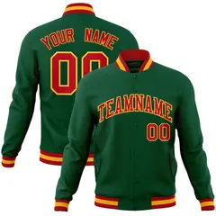 Green Red-Gold Classic Varsity Full-Snap Letterman Jacket 1