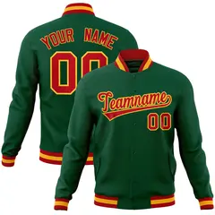 Green Red-Gold Classic Varsity Full-Snap Letterman Jacket 1