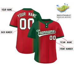 Green Red Gradient Stripe Two-Button Softball Jersey 2