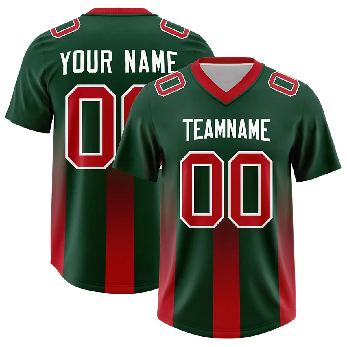 Green Red Gradient Vertical Width Stripe Football Jersey