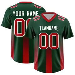 Green Red Gradient Vertical Width Stripe Football Jersey