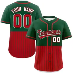 Green Red Half Stripe Authentic Baseball Jersey 1