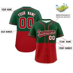 Green Red Half Stripe Authentic Baseball Jersey 2