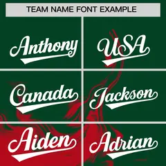 Green Red Ink Pattern Authentic Baseball Jersey 3