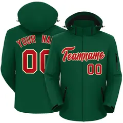 Green Red-Khaki Classic Style Waterproof Jacket