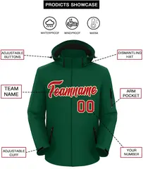 Green Red-Khaki Classic Style Waterproof Jacket 2