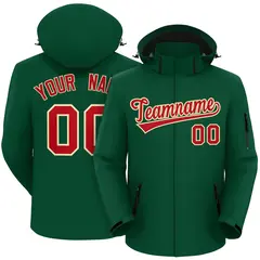 Green Red-Khaki Classic Style Waterproof Jacket