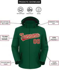 Green Red-Khaki Classic Style Waterproof Jacket 2