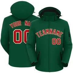 Green Red-Khaki Classic Style Waterproof Jacket