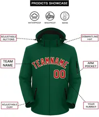 Green Red-Khaki Classic Style Waterproof Jacket 2