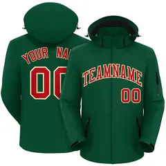 Green Red-Khaki Classic Style Waterproof Jacket