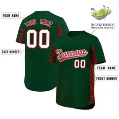 Green Red Leopard Graffiti Side Design Baseball Jersey 2