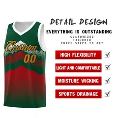 Green Red Mountain Fade Gradient Fashion Basketball Jersey 2