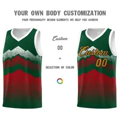 Green Red Mountain Fade Gradient Fashion Basketball Jersey 3