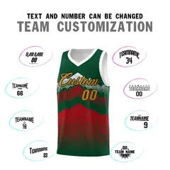 Green Red Mountain Fade Gradient Fashion Basketball Jersey 4
