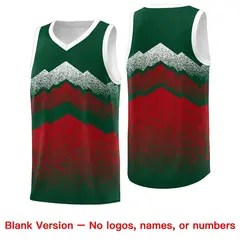Green Red Mountain Fade Gradient Fashion Basketball Jersey 6