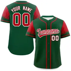 Green Red Raglan Sleeves Authentic Baseball Jersey 1