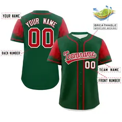 Green Red Raglan Sleeves Authentic Baseball Jersey 2