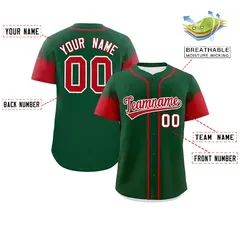 Green Red Raglan Sleeves Authentic Baseball Jersey 2