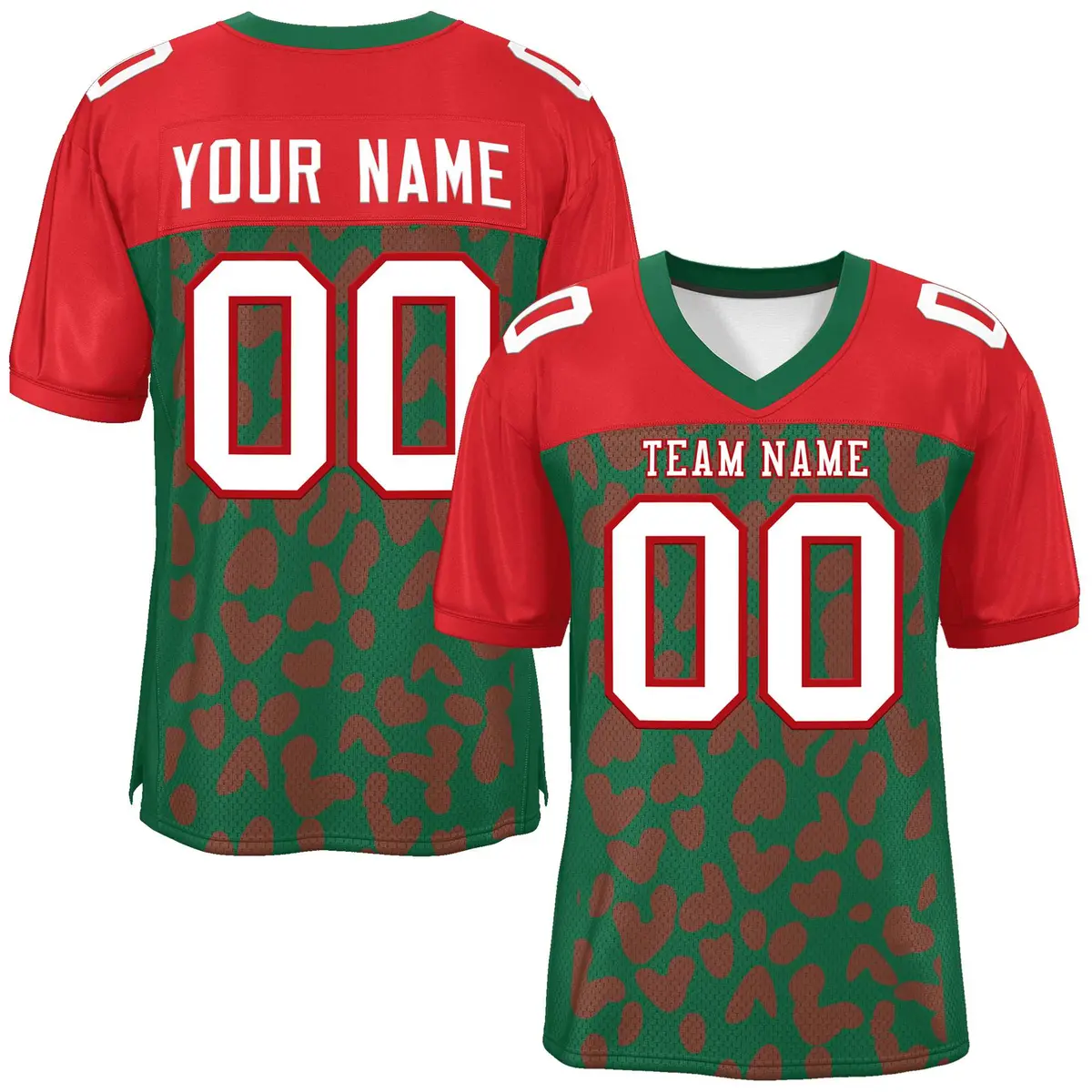Green Red Raglan Sleeves Camo Authentic Football Jersey