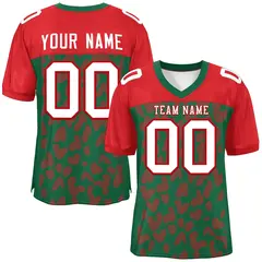 Green Red Raglan Sleeves Camo Authentic Football Jersey