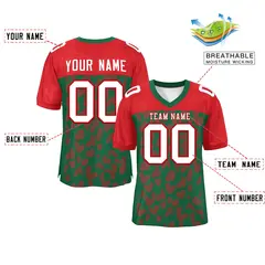 Green Red Raglan Sleeves Camo Authentic Football Jersey 2