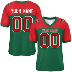 Green-Red Raglan Sleeves Fashion Authentic Football Jersey
