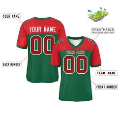 Green-Red Raglan Sleeves Fashion Authentic Football Jersey 2