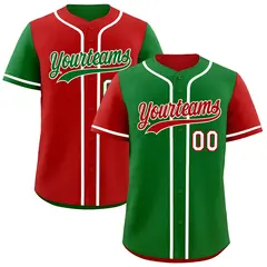 Green Red Raglan Sleeves Reversible Baseball Jersey