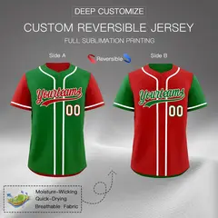 Green Red Raglan Sleeves Reversible Baseball Jersey 2