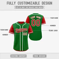 Green Red Raglan Sleeves Reversible Baseball Jersey 3
