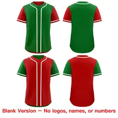 Green Red Raglan Sleeves Reversible Baseball Jersey 9
