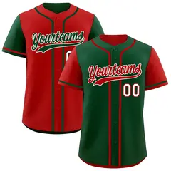 Green Red Raglan Sleeves Reversible Baseball Jersey