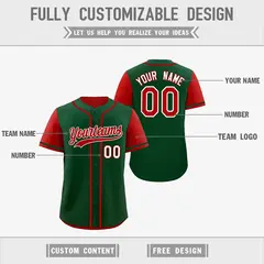 Green Red Raglan Sleeves Reversible Baseball Jersey 3