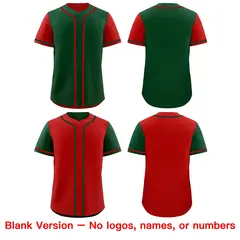 Green Red Raglan Sleeves Reversible Baseball Jersey 9