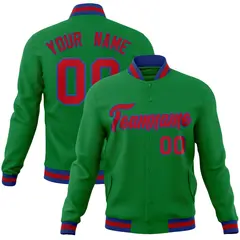 Green Red-Royal Classic Varsity Full-Snap Letterman Jacket 1