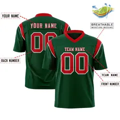 Green Red Shoulder Cut Two-Tone Flag Football Jersey 2