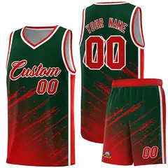 Green Red Splash Breathable Mesh Basketball Kit 1