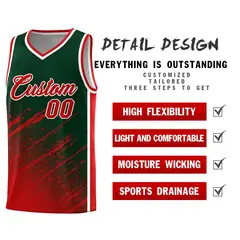 Green Red Splash Breathable Mesh Basketball Kit 2