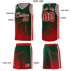 Green Red Splash Breathable Mesh Basketball Kit 5